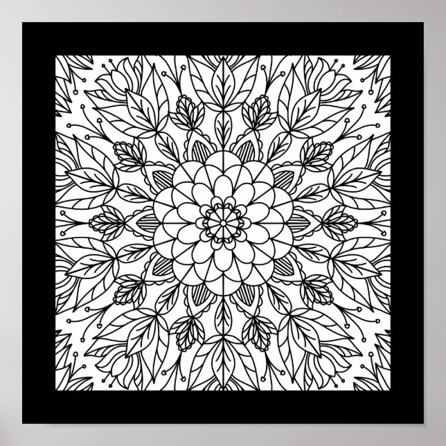 Poster Cartaz de festa divertida de mandala de flores par (Frente)