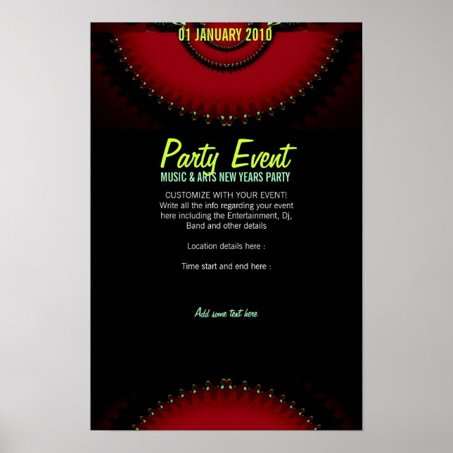 Poster Cartaz de Festa RED DARK FANTASY (Frente)