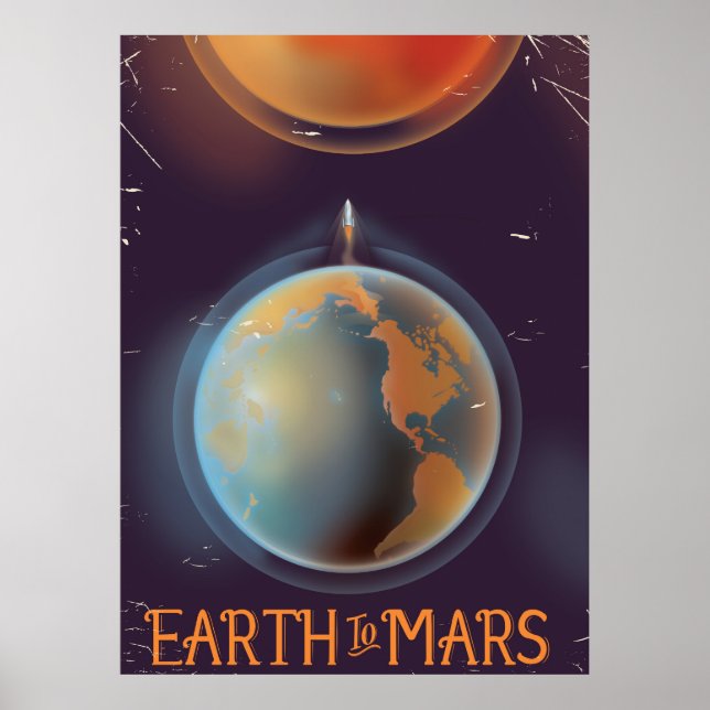 Póster Cartaz de Ficção Científica Antiga Terra para Mart (Frente)