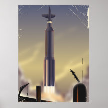 Cartaz de ficção científica vintage Voo Para Marte