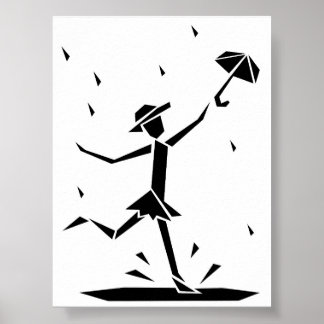 Poster Cartaz de Figura Geométrica de Guarda-Chuva Preto