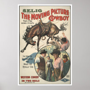 Poster Cartaz de Filme Western Antigo de Cowboy - Tom Mix
