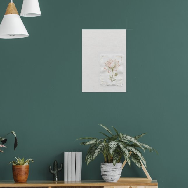 Poster Cartaz de Flor Botânica Neutra Suave (Sala de Estar 1)