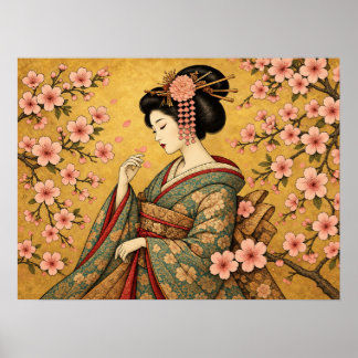 Poster Cartaz de Flor de Cerejeira Oiran Japonesa