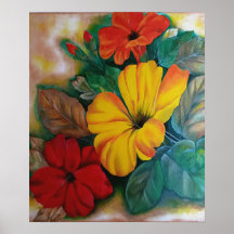 Cartaz de Flor de Hibisco Tropical Vibrante