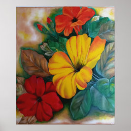 Poster Cartaz de Flor de Hibisco Tropical Vibrante