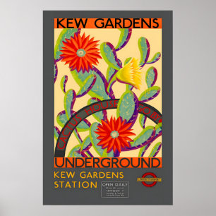 Poster Cartaz de Flor de Kew Gardens Vintage Londres