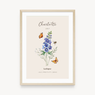 Poster Cartaz de Flor de Nascimento Delphinium