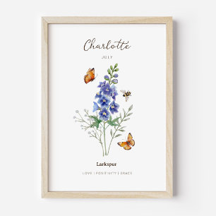 Poster Cartaz de Flor de Nascimento Delphinium
