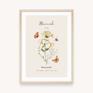 Poster Cartaz de Flor de Nascimento Honeysuckle