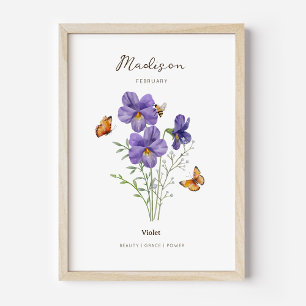Poster Cartaz de Flor do Mês de Nascimento Violeta