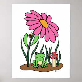 Poster Cartaz de Flor e Sapo Fofo
