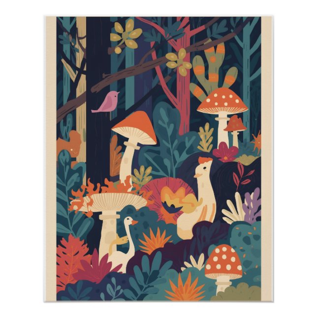 Póster Cartaz de floresta psicodélica (Frente)