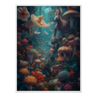 Póster Cartaz de floresta psicodélica