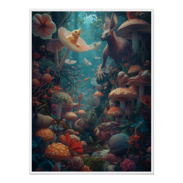 Póster Cartaz de floresta psicodélica (Frente)