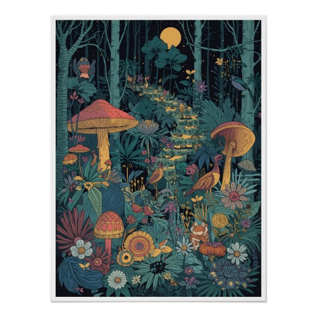 Póster Cartaz de floresta psicodélica (Frente)