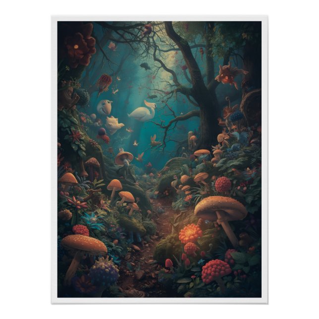 Póster Cartaz de floresta psicodélica (Frente)
