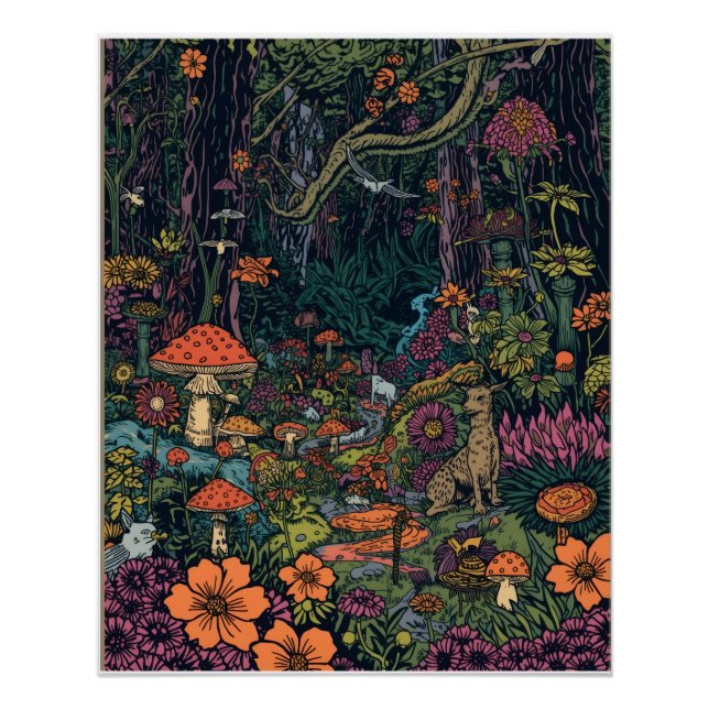 Póster Cartaz de floresta psicodélica (Frente)