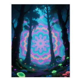 Póster Cartaz de floresta psicodélica