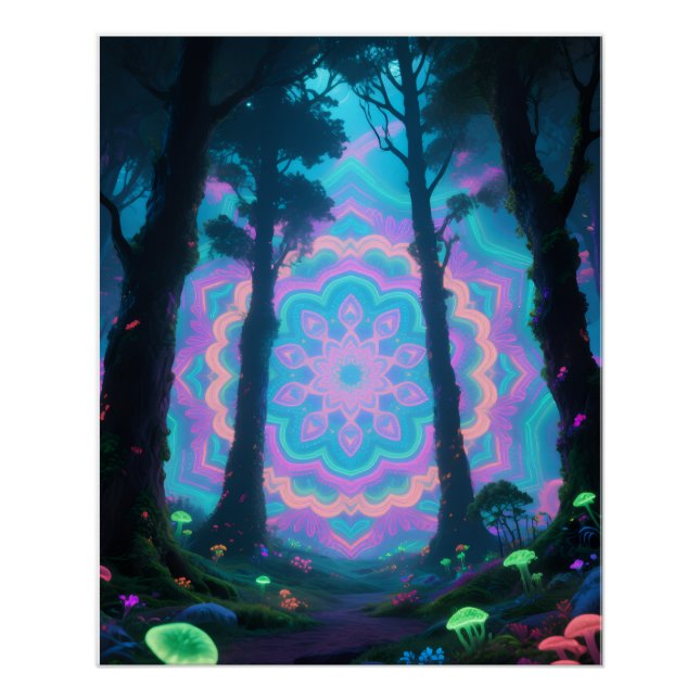 Póster Cartaz de floresta psicodélica (Frente)