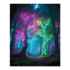 Póster cartaz de floresta psicodélica