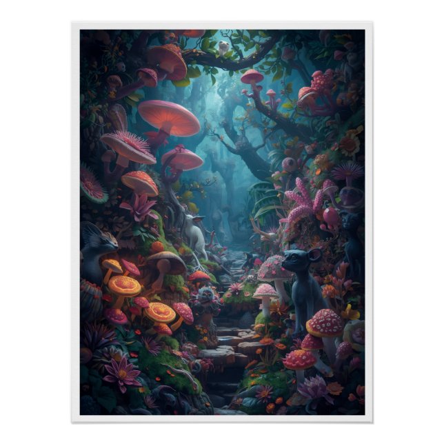 Póster Cartaz de floresta psicodélica (Frente)