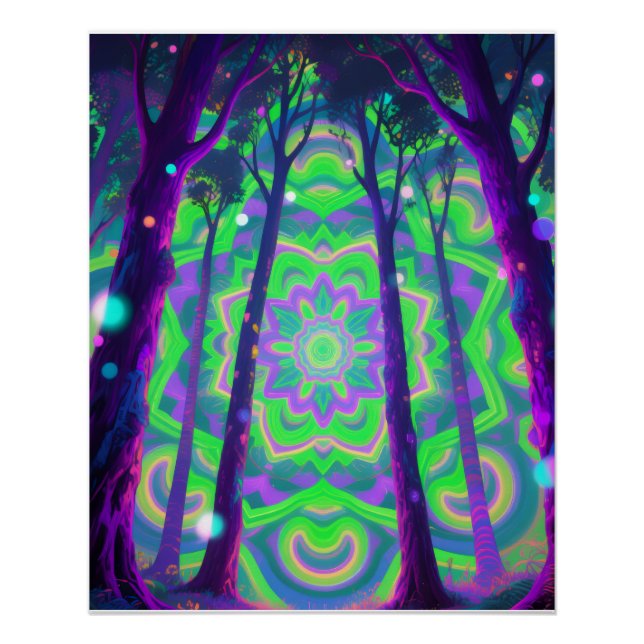 Póster Cartaz de floresta psicodélica (Frente)
