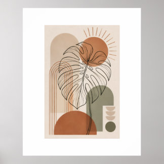 Poster Cartaz de Folha Monstera Botânico Boho Moderno