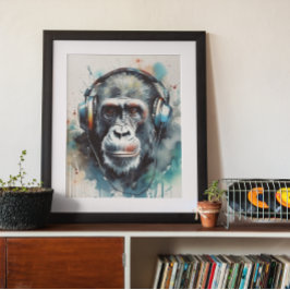 Poster Cartaz de Fones de Ouvido da Gorilla Music Factory