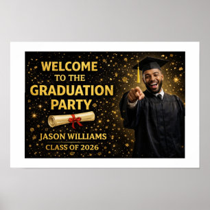 Poster Cartaz de Formatura Dourado 2026   Preto e Dourado