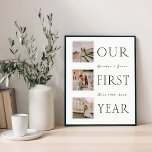 Poster Cartaz de Foto de Casamento do Primeiro Ano<br><div class="desc">Celebre seu primeiro ano de casamento com um cartaz de foto de casamento atemporal projetado para moldura. Este layout elegante e minimalista destaca sua foto favorita ao lado de detalhes significativos, criando um belo souvenir para comemorar seu primeiro aniversário de casamento. Perfeito como um presente sentimental ou decoração pessoal, esta...</div>