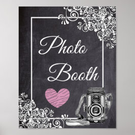 Póster Cartaz de Fotobooth de Casamento com Visual de Qua
