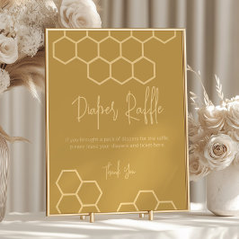 Poster Cartaz de Fralda bege Chá de fraldas Ouro Raffle