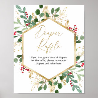 Poster Cartaz de Fralda de folhagem de Natal - dourado