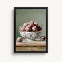 Cartaz de Fruta de Tigela de Ameixa Antiga