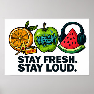 Poster Cartaz de Fruta Pop‑Art Fresca e Alta