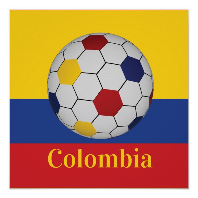 Póster Cartaz de Futebol da Colômbia (Frente)