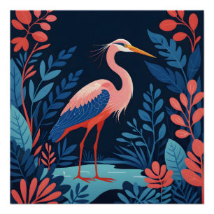 Póster cartaz de garça do jardim da meia-noite