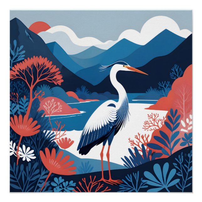 Póster cartaz de garça do vale azul (Frente)