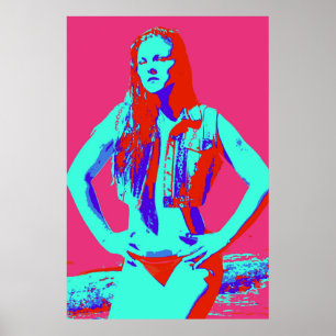 Póster cartaz de garota de biquíni vermelho confiante