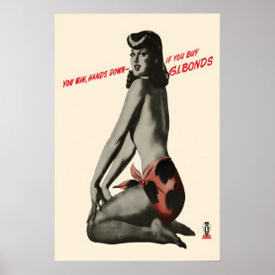 Poster Cartaz de Garota Pin-Up da Segunda Guerra Mundial 