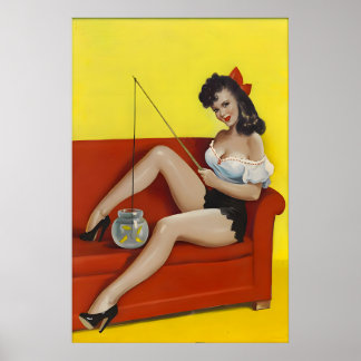 Poster Cartaz de Garota Pin Up dos Anos 40 Vintage & Pint