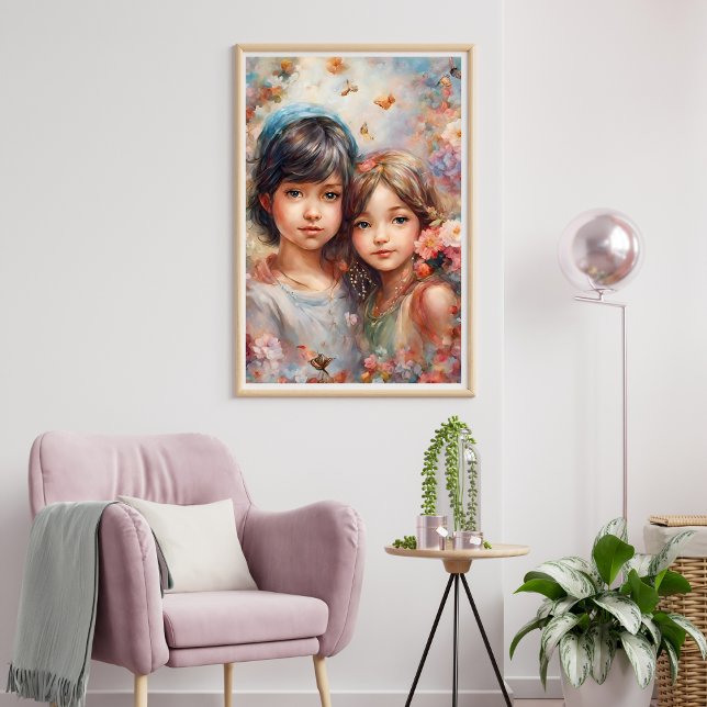 Poster Cartaz de Garotas Bonitas com Flores (Beautiful Girls with Flowers Poster)