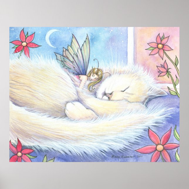 Póster Cartaz de Gatinho Fofo e Fada por Molly Harrison (Frente)