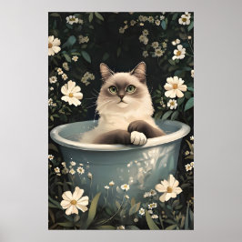 Poster Cartaz de Gato Birmanês na Banheira, Cartaz Divert