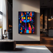Cartaz de Gato Geometria Expressionista – Arte Vib