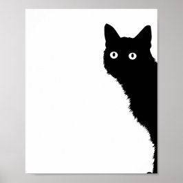 Poster Cartaz de Gato Preto Fofo de Perfil para Amantes d