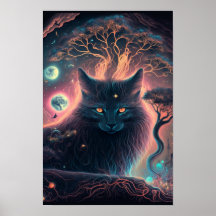 Cartaz de Gato Preto Místico | Arte de Bruxa 1