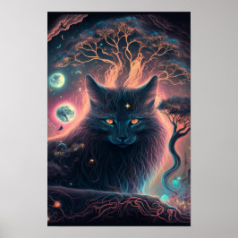 Poster Cartaz de Gato Preto Místico | Arte de Bruxa 1