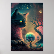 Cartaz de Gato Preto Místico | Arte de Bruxa 3
